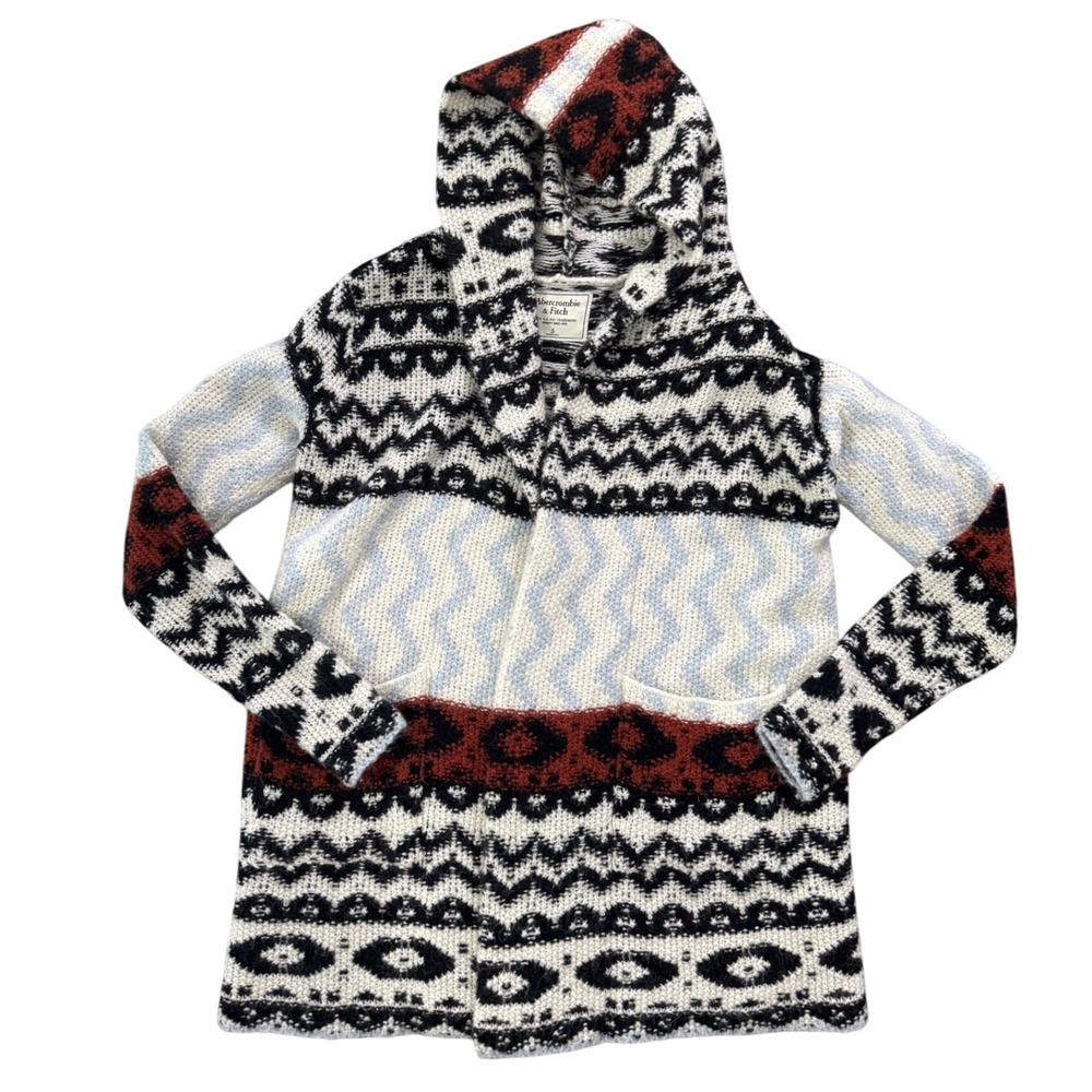 Abercrombie & Fitch Wool Alpaca Acrylic Blend Hooded Aztec Cardigan Size Small